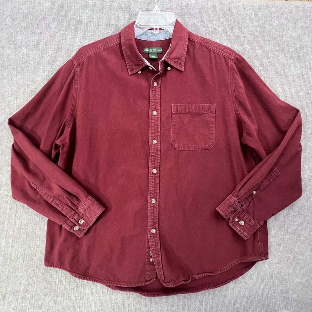 Vintage Eddie Bauer Mens XXL‎ Button Down Shirt Long Sleeve Casual Top Burgundy